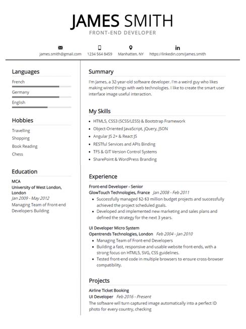 best resume template 2020 free